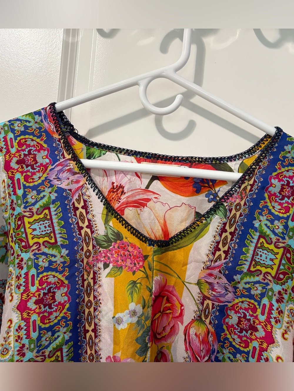 Johnny Was Sorbet Floral Silk Top Size Large - Picture 2 of 16